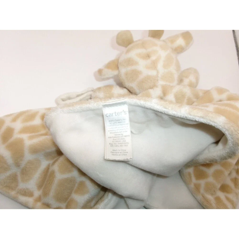 Carter's Giraffe Security Blanket Baby Lovey Plush w Pacifier Strap Lovie 14x14